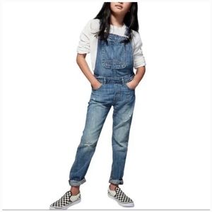 GAP Girls Distressed Blue Denim Overalls Size Small